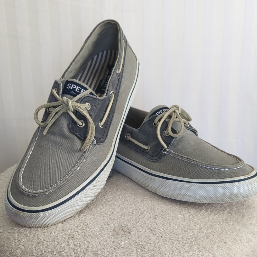 Sperry Men's Gray Canvas Twin-Eye Boat Shoes